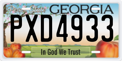 GA license plate PXD4933