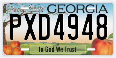 GA license plate PXD4948