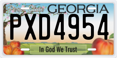 GA license plate PXD4954