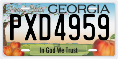 GA license plate PXD4959