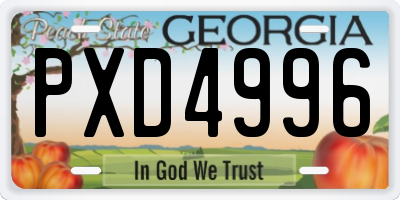 GA license plate PXD4996