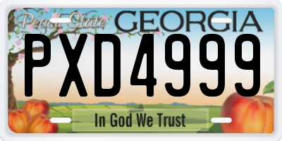 GA license plate PXD4999