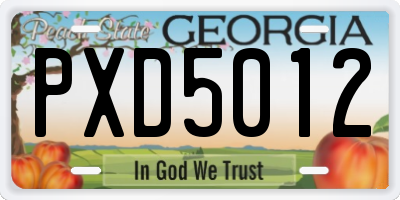 GA license plate PXD5012