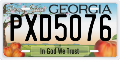 GA license plate PXD5076