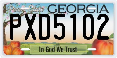 GA license plate PXD5102