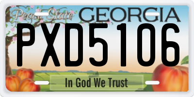 GA license plate PXD5106
