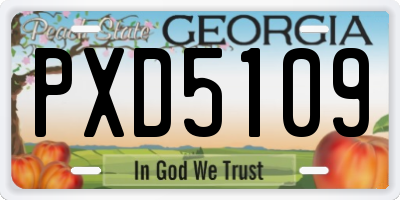 GA license plate PXD5109
