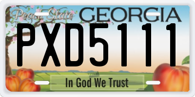 GA license plate PXD5111