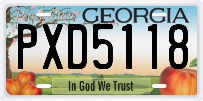 GA license plate PXD5118