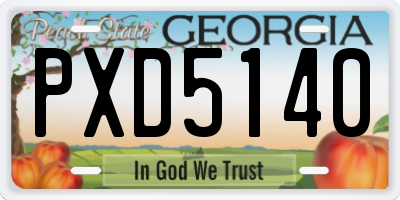 GA license plate PXD5140