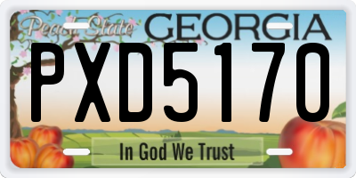 GA license plate PXD5170
