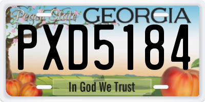 GA license plate PXD5184