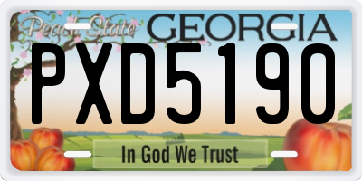 GA license plate PXD5190