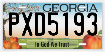GA license plate PXD5193