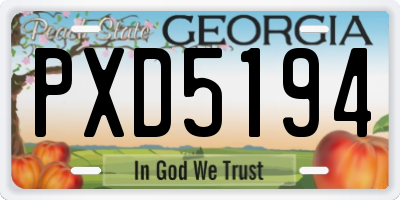 GA license plate PXD5194