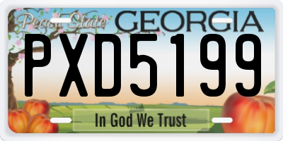 GA license plate PXD5199