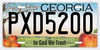 GA license plate PXD5200