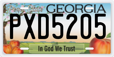 GA license plate PXD5205