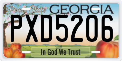 GA license plate PXD5206