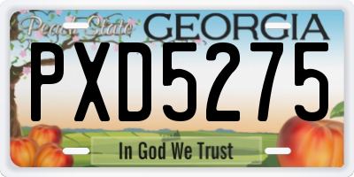 GA license plate PXD5275