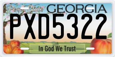 GA license plate PXD5322