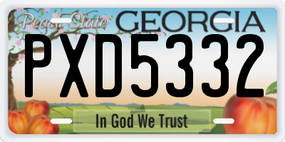 GA license plate PXD5332
