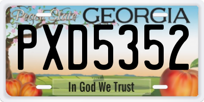 GA license plate PXD5352