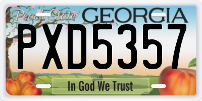 GA license plate PXD5357