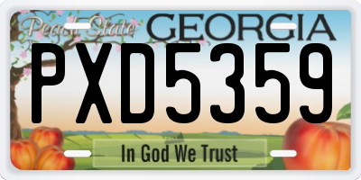 GA license plate PXD5359