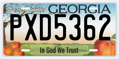 GA license plate PXD5362