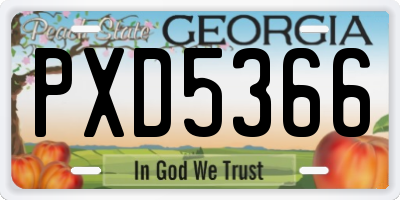 GA license plate PXD5366