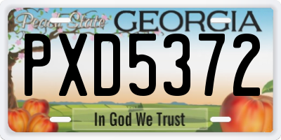 GA license plate PXD5372