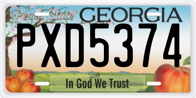 GA license plate PXD5374