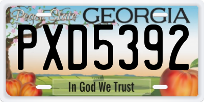 GA license plate PXD5392