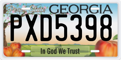 GA license plate PXD5398