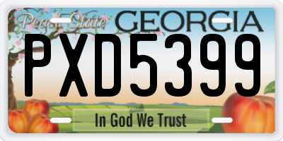 GA license plate PXD5399