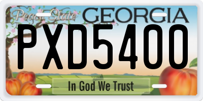 GA license plate PXD5400