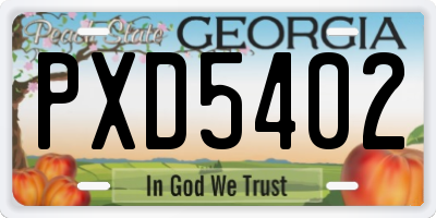 GA license plate PXD5402
