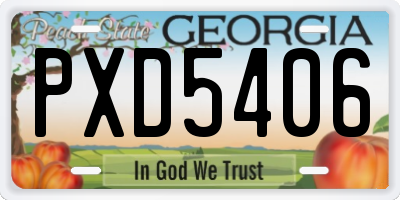 GA license plate PXD5406