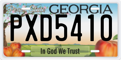 GA license plate PXD5410