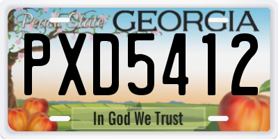 GA license plate PXD5412