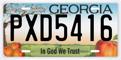 GA license plate PXD5416