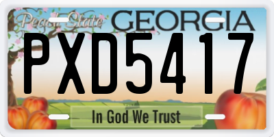 GA license plate PXD5417