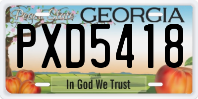 GA license plate PXD5418