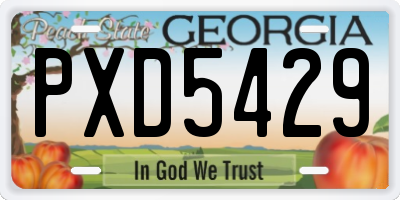 GA license plate PXD5429