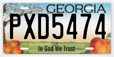 GA license plate PXD5474