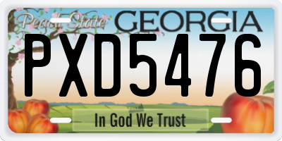 GA license plate PXD5476