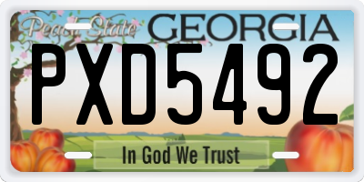 GA license plate PXD5492