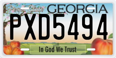 GA license plate PXD5494