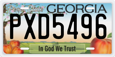 GA license plate PXD5496